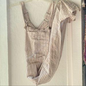 Stripped Overralls with faux turtle shell buttons